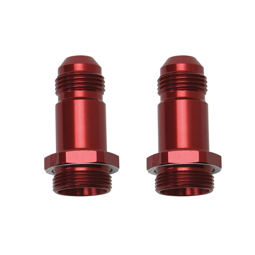 Russell Carburetor Inlet Fitting - Straight - 8 AN Male to 7/8-20 in Male - 2 in Long - Aluminum - Red Anodized -