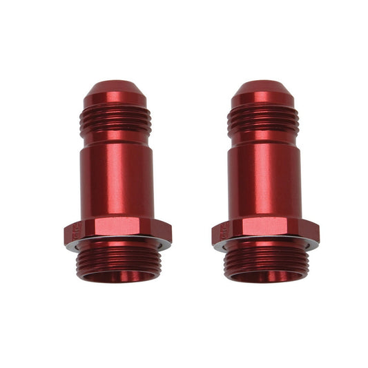 Russell Carburetor Inlet Fitting - Straight - 8 AN Male to 7/8-20 in Male - 2 in Long - Aluminum - Red Anodized -
