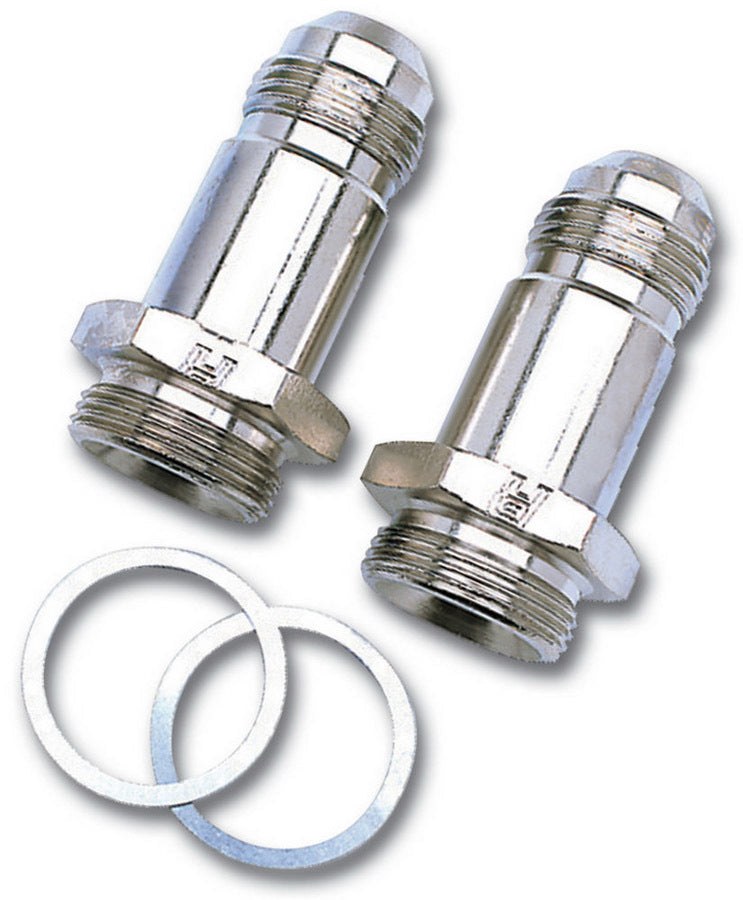 Russell Carburetor Inlet Fitting - Straight - 8 AN Male to 7/8-20 in Male - 2 in Long - Aluminum - Nickel Anodized -