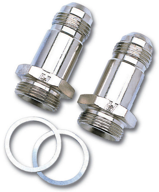 Russell Carburetor Inlet Fitting - Straight - 8 AN Male to 7/8-20 in Male - 2 in Long - Aluminum - Nickel Anodized -