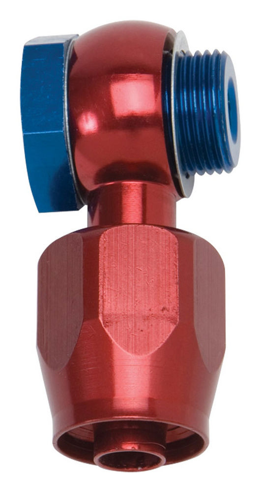 Russell Fitting - Adapter - Straight - 6 AN Male to 9/16-24 in Thread Banjo - Aluminum - Blue / Red - Each