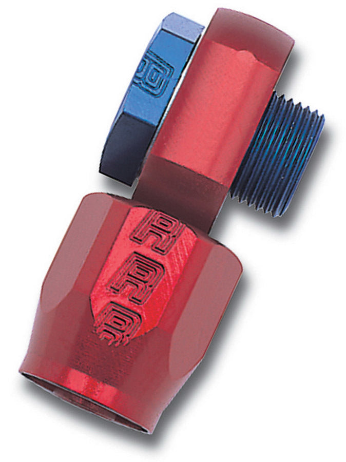 Russell Fitting - Hose End - Banjo - Straight - 6 AN Male to 5/8-20 in Banjo - Aluminum - Blue / Red Anodized - Each