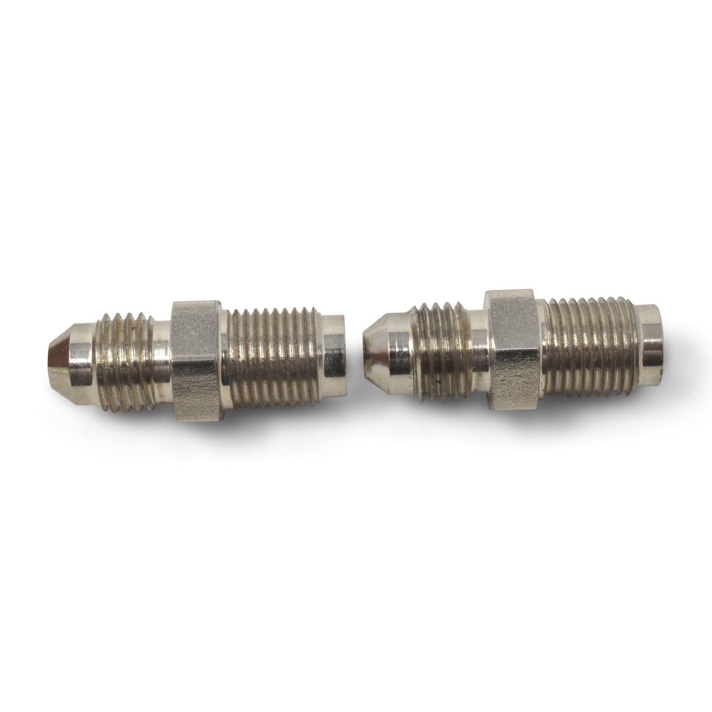 Russell Fitting - Adapter - Straight - 4 AN Male to 7/16-20 in Inverted Flare Male - Steel - Nickel Plated - Pair