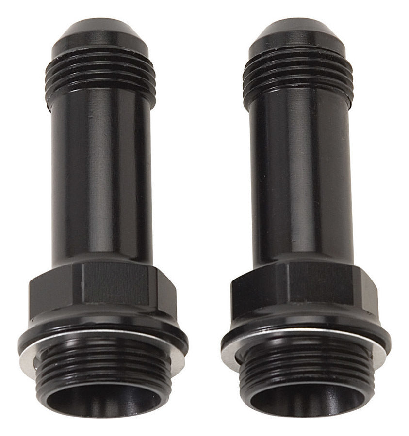 Russell Carburetor Inlet Fitting - Straight - 6 AN Make to 7/8-20 in Male - 2 in Long - Aluminum - Black Anodized - Pair