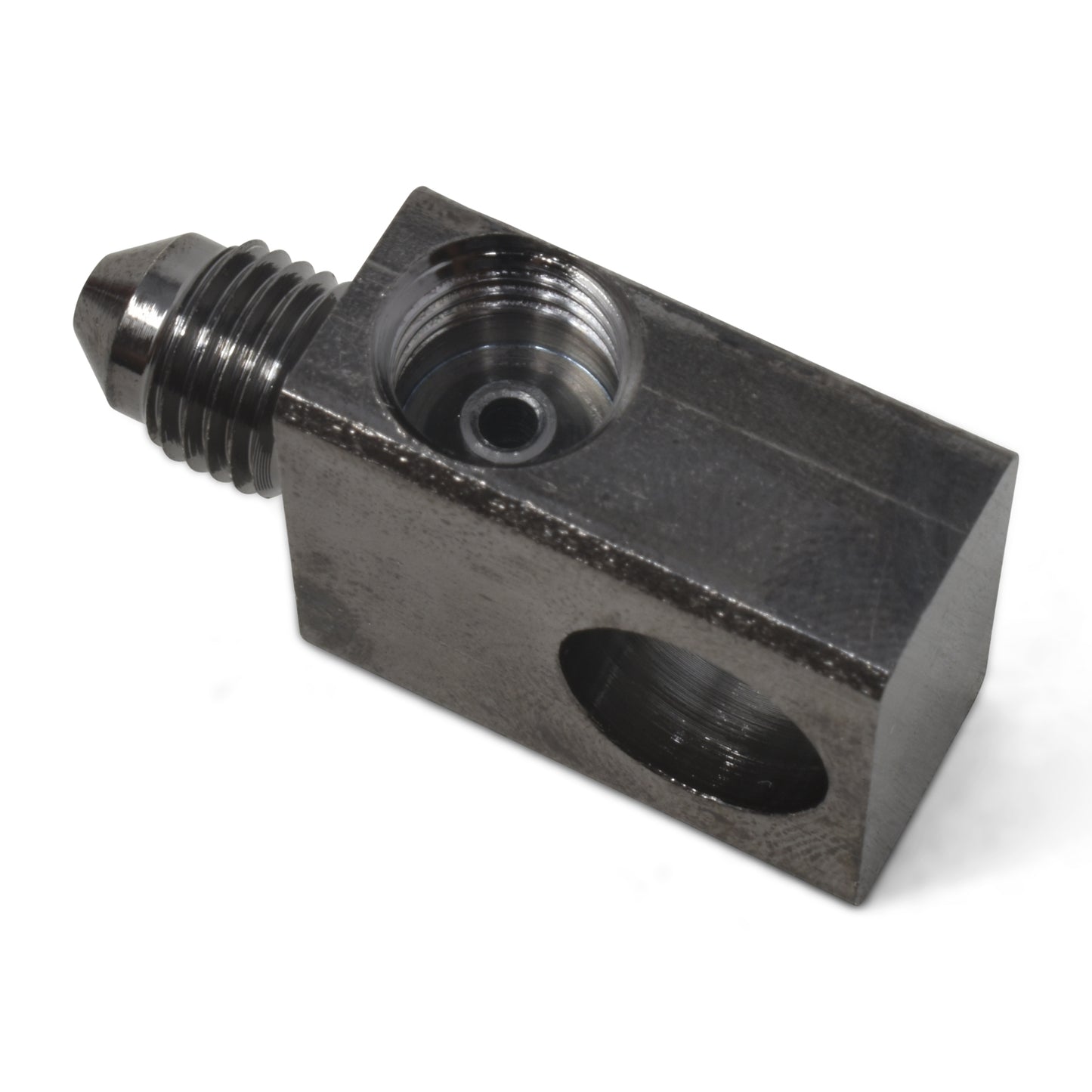 Russell Fitting - Adapter Tee - 3/8-24 in Inverted Flare Female x 3/8-24 in Inverted Flare Female x 3 AN Male - Steel