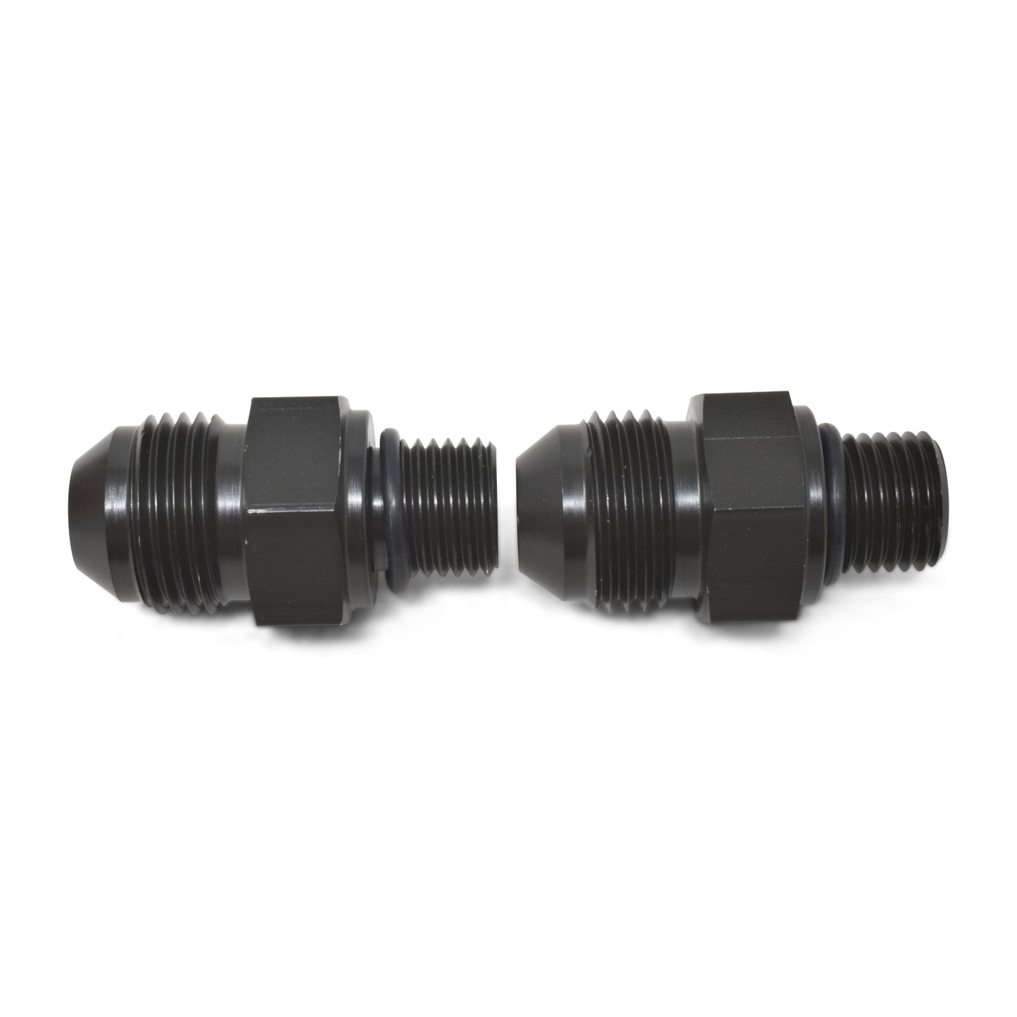 Russell Fitting - Adapter - Straight - 6 AN Male to 1/4 in NPSM Male - Aluminum - Black Anodized - Pair