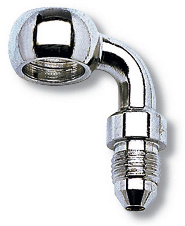 Russell Fitting - Adapter Banjo - 90 Degree - 3 AN Male to 10 mm Banjo - Steel - Nickel Plated - Each