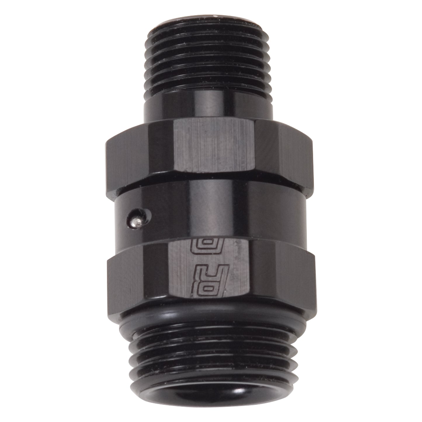 Russell Fitting - Adapter - 10 AN Male O-Ring to 3/8 in NPT Male Swivel - Aluminum - Black Anodized - Each