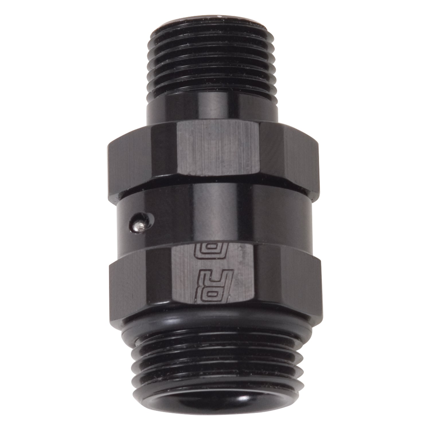 Russell Fitting - Adapter - 10 AN Male O-Ring to 3/8 in NPT Male Swivel - Aluminum - Black Anodized - Each
