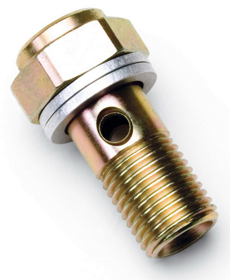 Russell Banjo Bolt - Single Banjo - 12 mm x 1.25 Thread - 1/8 in NPT Gauge Port - Washers Included - Steel - Cadmium -
