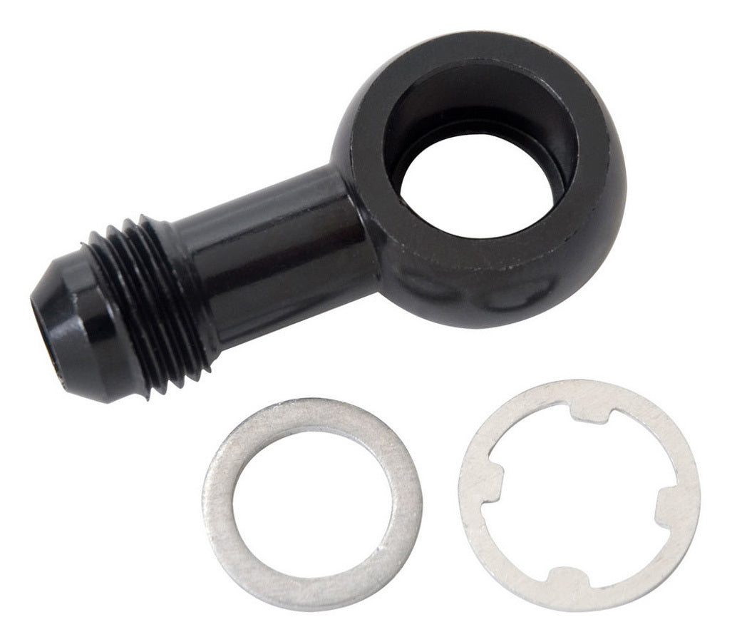 Russell Fitting - Adapter Banjo - Straight - 6 AN Male to 12 mm Banjo - Aluminum - Black Anodized - Each