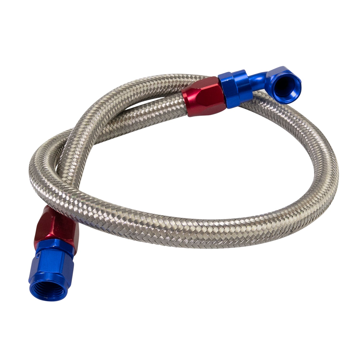 Russell Fuel Line - 6 AN Braided Stainless - Aluminum - Blue / Red Anodized - Fuel Pump to Carburetor - Each