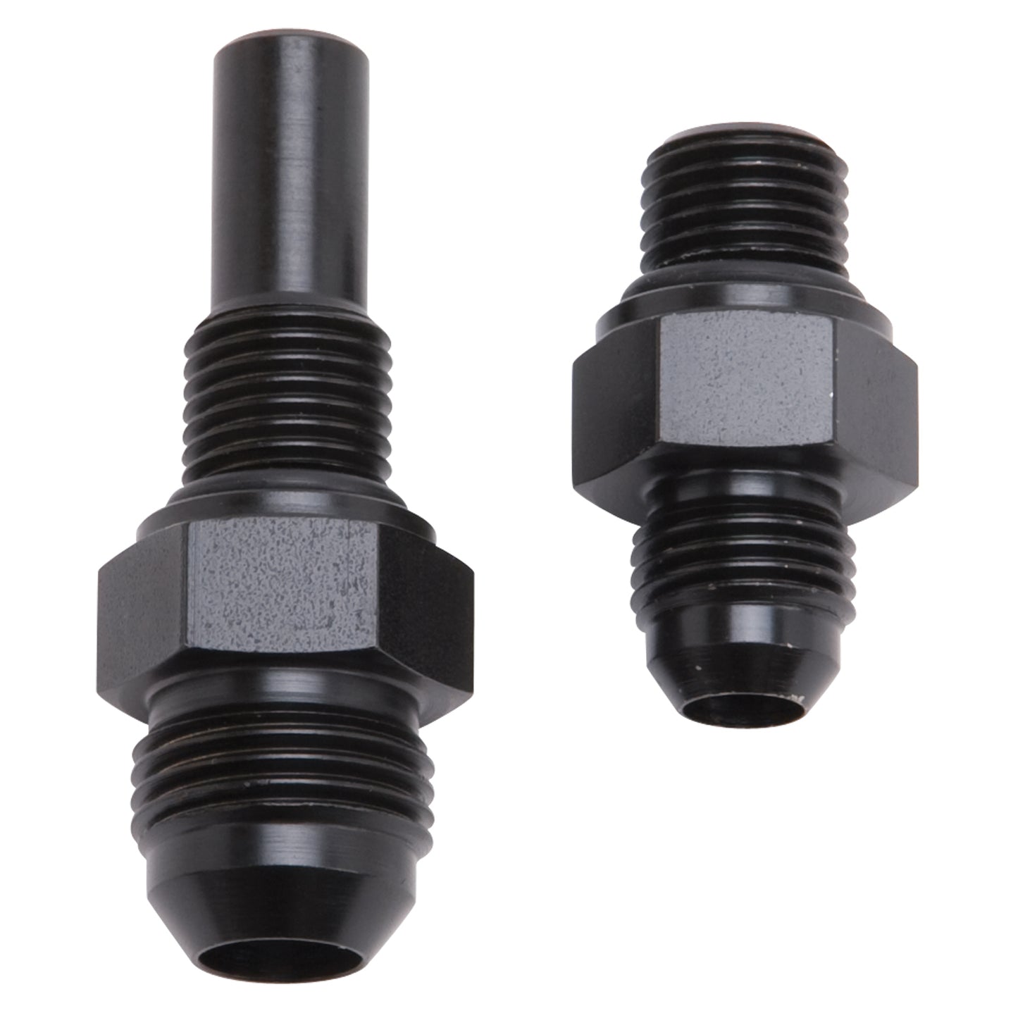 Russell Fitting - Transmission Adapter - Straight - 8 AN Male to 1/4 Male O-Ring - Aluminum - Black Anodized - 4L80E