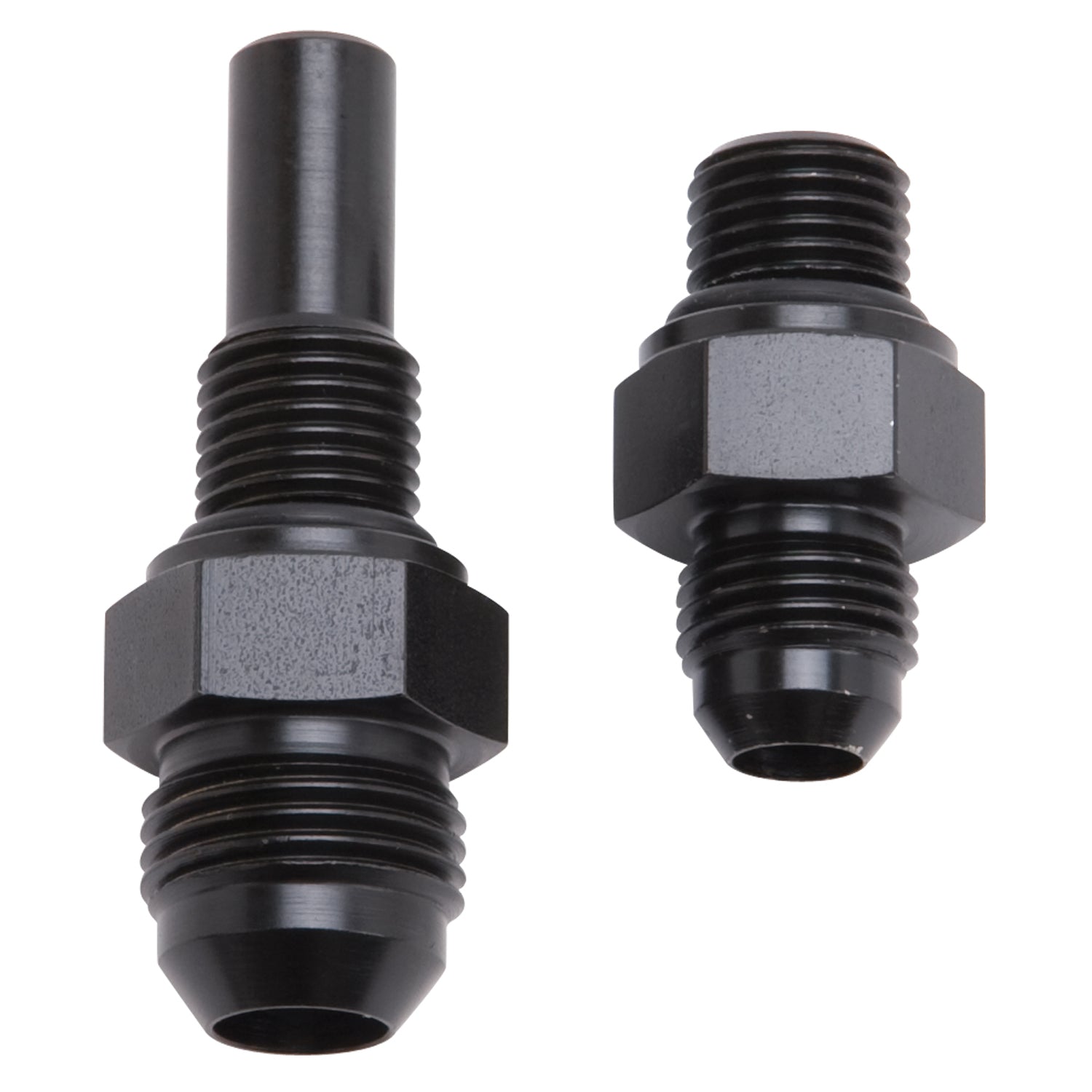 Russell Fitting - Transmission Adapter - Straight - 8 AN Male to 1/4 Male O-Ring - Aluminum - Black Anodized - 4L80E