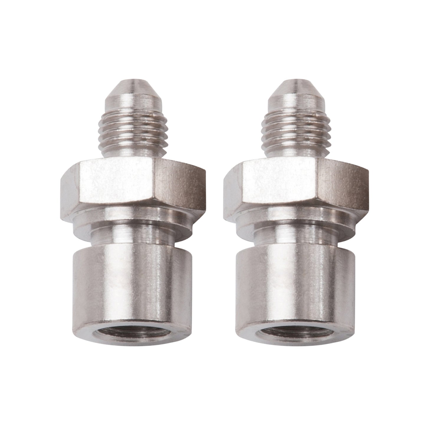 Russell Fitting - Adapter - Straight - 10 mm x 1.00 Inverted Flare Female to 3 AN Male - Steel - Nickel Plated - Pair