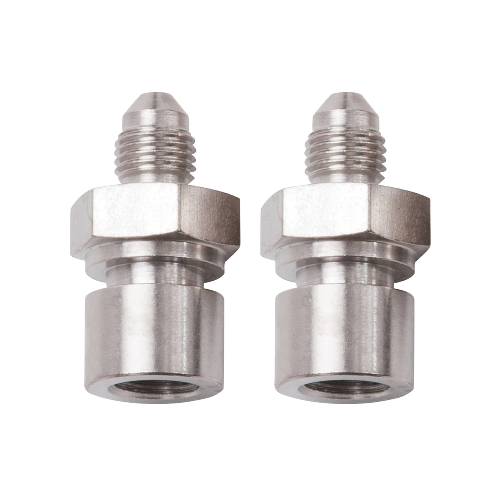 Russell Fitting - Adapter - Straight - 10 mm x 1.00 Inverted Flare Female to 3 AN Male - Steel - Nickel Plated - Pair