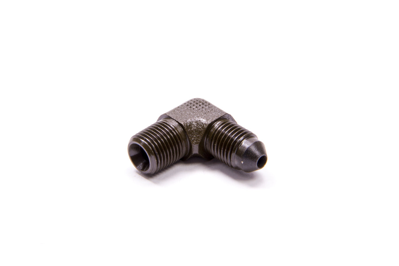 Russell Fitting - Adapter - 90 Degree - 3 AN Male to 1/8 in NPT Male - Aluminum - Black Anodized - Each