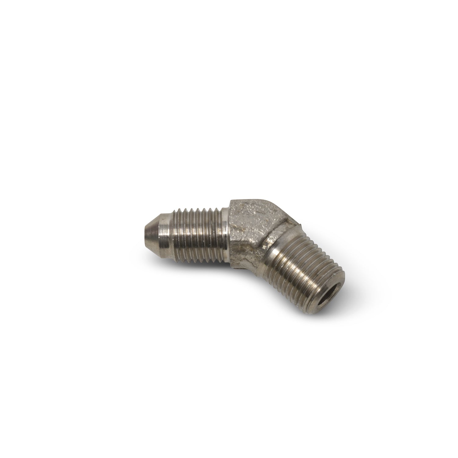 Russell Fitting - Adapter - 45 Degree - 3 AN Male to 1/8 in NPT Male - Steel - Nickel Plated - Each