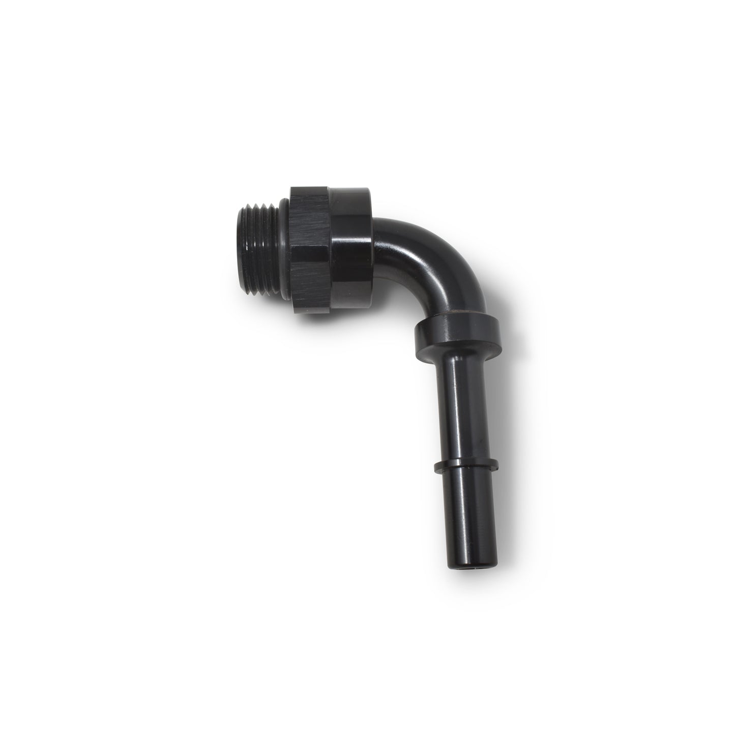 Russell Fitting - Fuel Line Adapter - 90 Degree - 6 AN Male O-Ring to 3/8 in SAE Male Quick Disconnect - Aluminum -