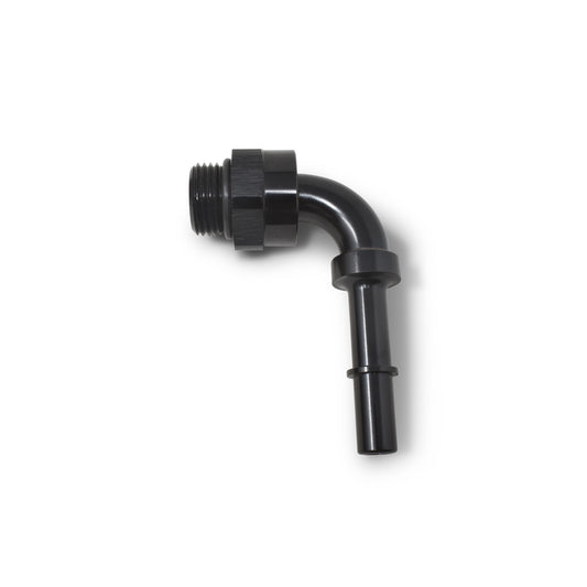 Russell Fitting - Fuel Line Adapter - 90 Degree - 6 AN Male O-Ring to 3/8 in SAE Male Quick Disconnect - Aluminum -