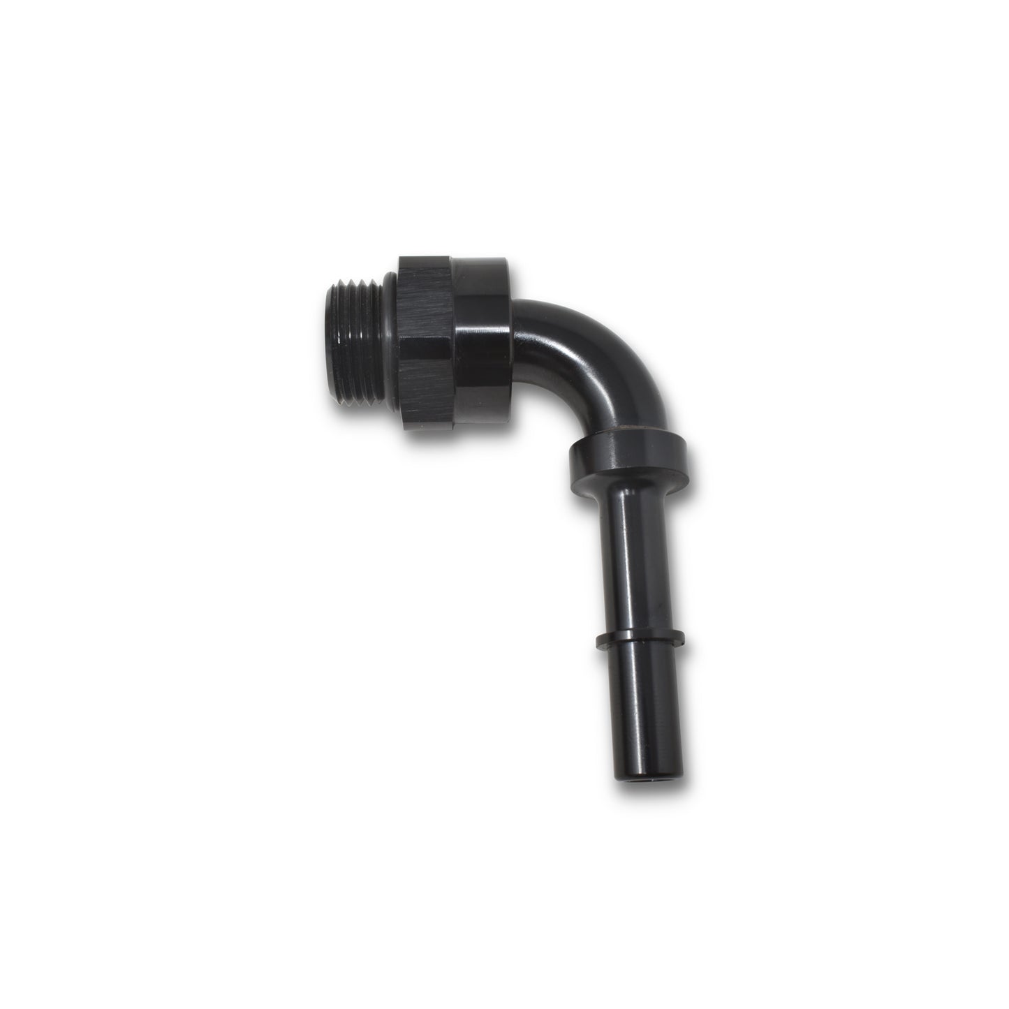 Russell Fitting - Fuel Line Adapter - 90 Degree - 8 AN Male O-Ring to 3/8 in SAE Male Quick Disconnect - Aluminum -
