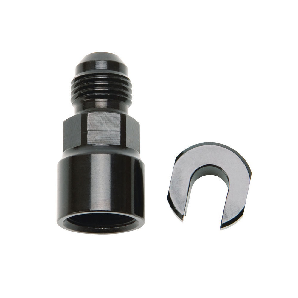 Russell Fitting - Fuel Injection Adapter - Straight - 6 AN Male to 5/16 in Female Quick Connect - Aluminum - Black