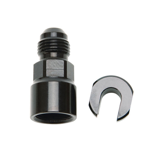 Russell Fitting - Fuel Injection Adapter - Straight - 6 AN Male to 5/16 in Female Quick Connect - Aluminum - Black
