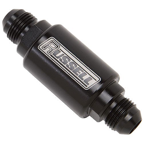Russell Fuel Filter - Competition Series - In-Line - 40 Micron - Stainless Element - 8 AN Male Inlet - 8 AN Male