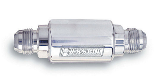 Russell Fuel Filter - Competition Series - In-Line - 40 Micron - Stainless Element - 8 AN Male Inlet - 8 AN Male