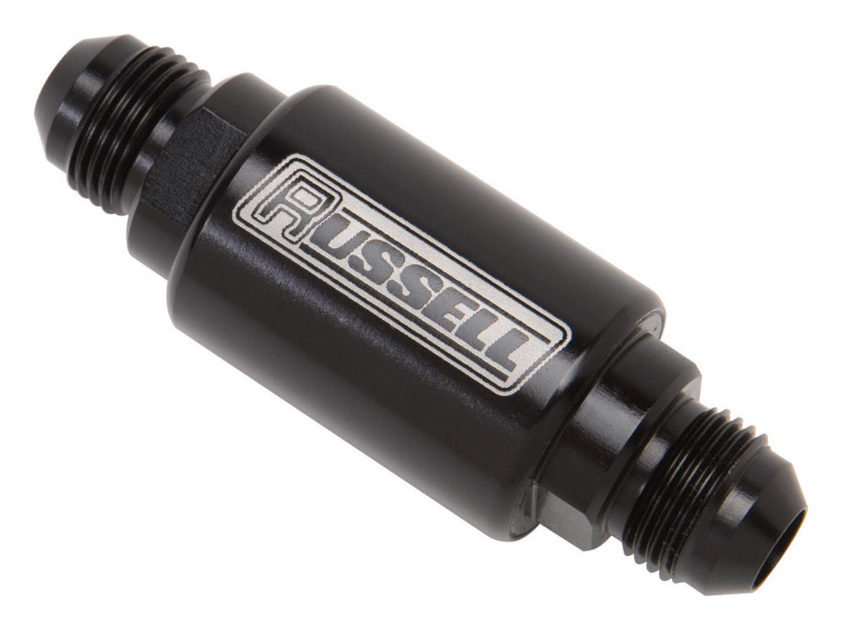 Russell Fuel Filter - Competition Series - In-Line - 40 Micron - Stainless Element - 6 AN Male Inlet - 6 AN Male