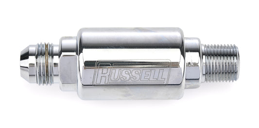 Russell Fuel Filter - Competition Series - In-Line - 40 Micron - Stainless Element - 8 AN Male Inlet - 3/8 in NPT Male