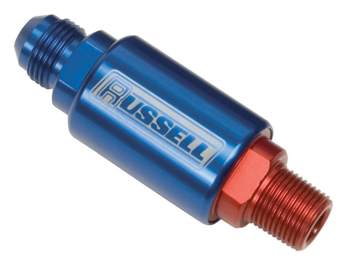 Russell Fuel Filter - Competition Series - In-Line - 40 Micron - Stainless Element - 6 AN Male Inlet - 3/8 in NPT Male