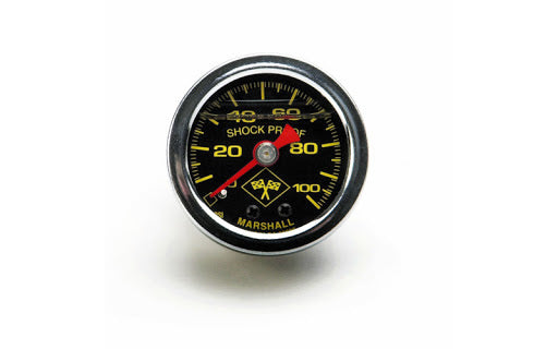 Russell Pressure Gauge - 0-100 psi - Mechanical - Analog - 1-1/2 in Diameter - Liquid Filled - 1/8 in NPT Port - Black