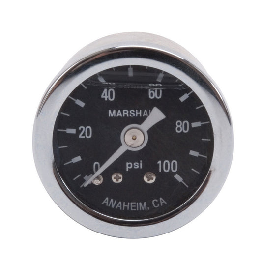 Russell Pressure Gauge - 0-100 psi - Mechanical - Analog - 1-1/2 in Diameter - Liquid Filled - 1/8 in NPT Port - Black