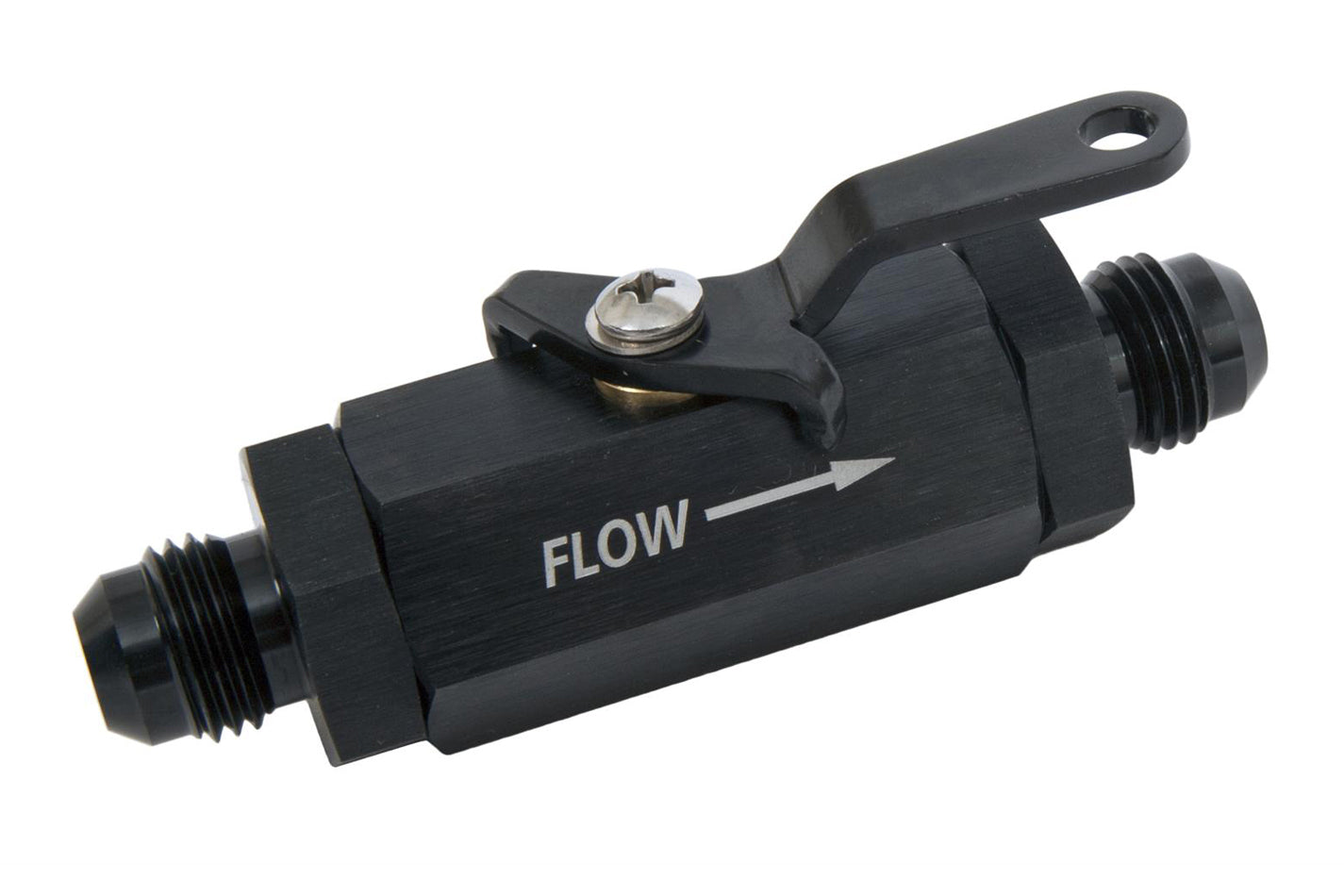 Russell Shut Off Valve - Manual - 6 AN Male to 6 AN Male - Aluminum - Black Anodized - Each