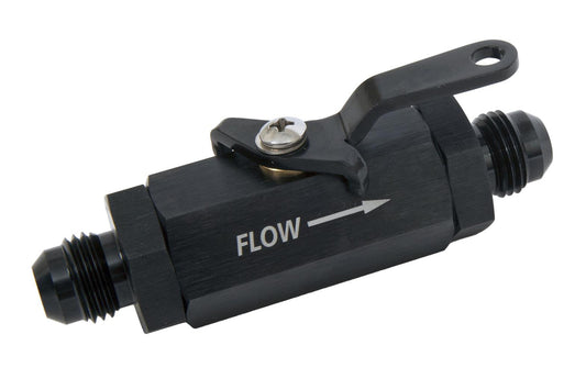 Russell Shut Off Valve - Manual - 6 AN Male to 6 AN Male - Aluminum - Black Anodized - Each
