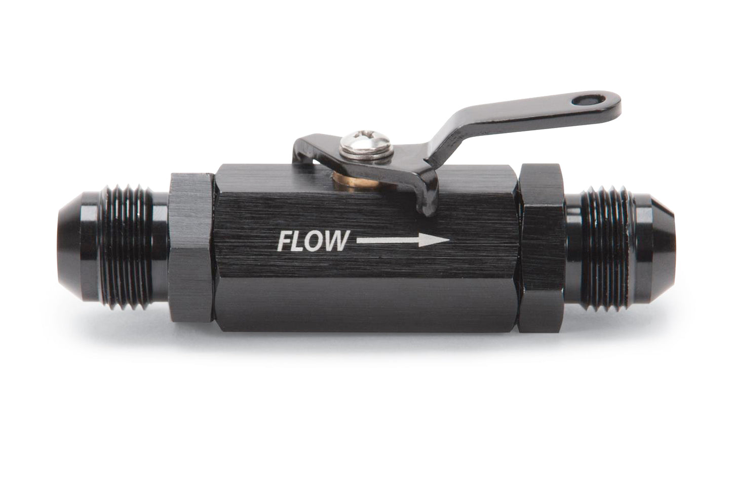 Russell Shut Off Valve - Manual - 8 AN Male to 8 AN Male - Aluminum - Black Anodized - Each