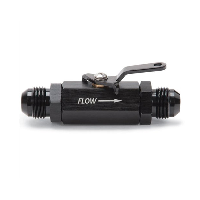 Russell Shut Off Valve - Manual - 10 AN Male to 10 AN Male - Aluminum - Black Anodized - Each