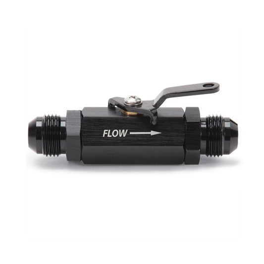 Russell Shut Off Valve - Manual - 10 AN Male to 10 AN Male - Aluminum - Black Anodized - Each