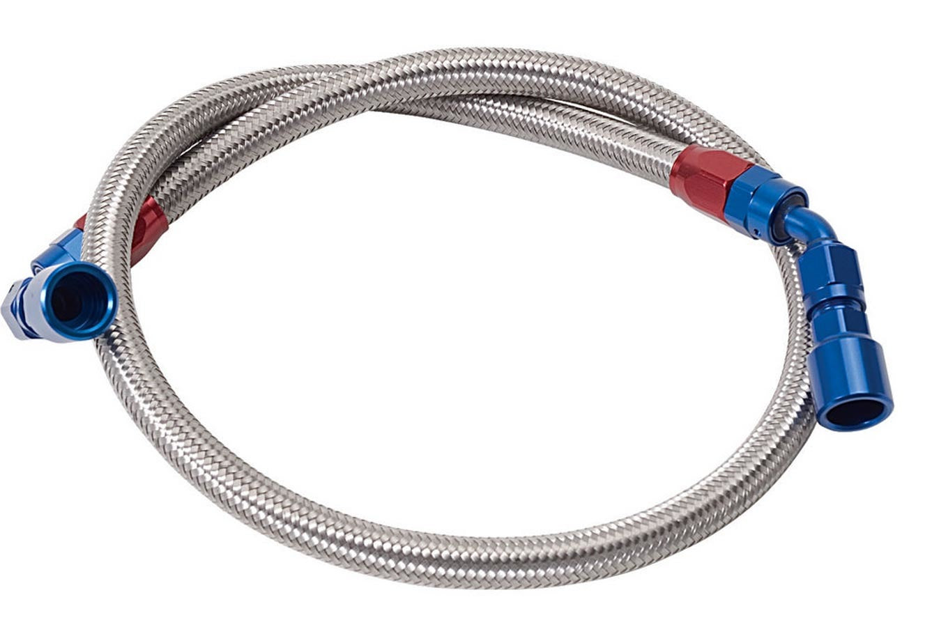 Russell Fuel Line - 6 AN Braided Stainless - 5/16 in SAE Quick Connect Fittings - Aluminum - Blue / Red Anodized -