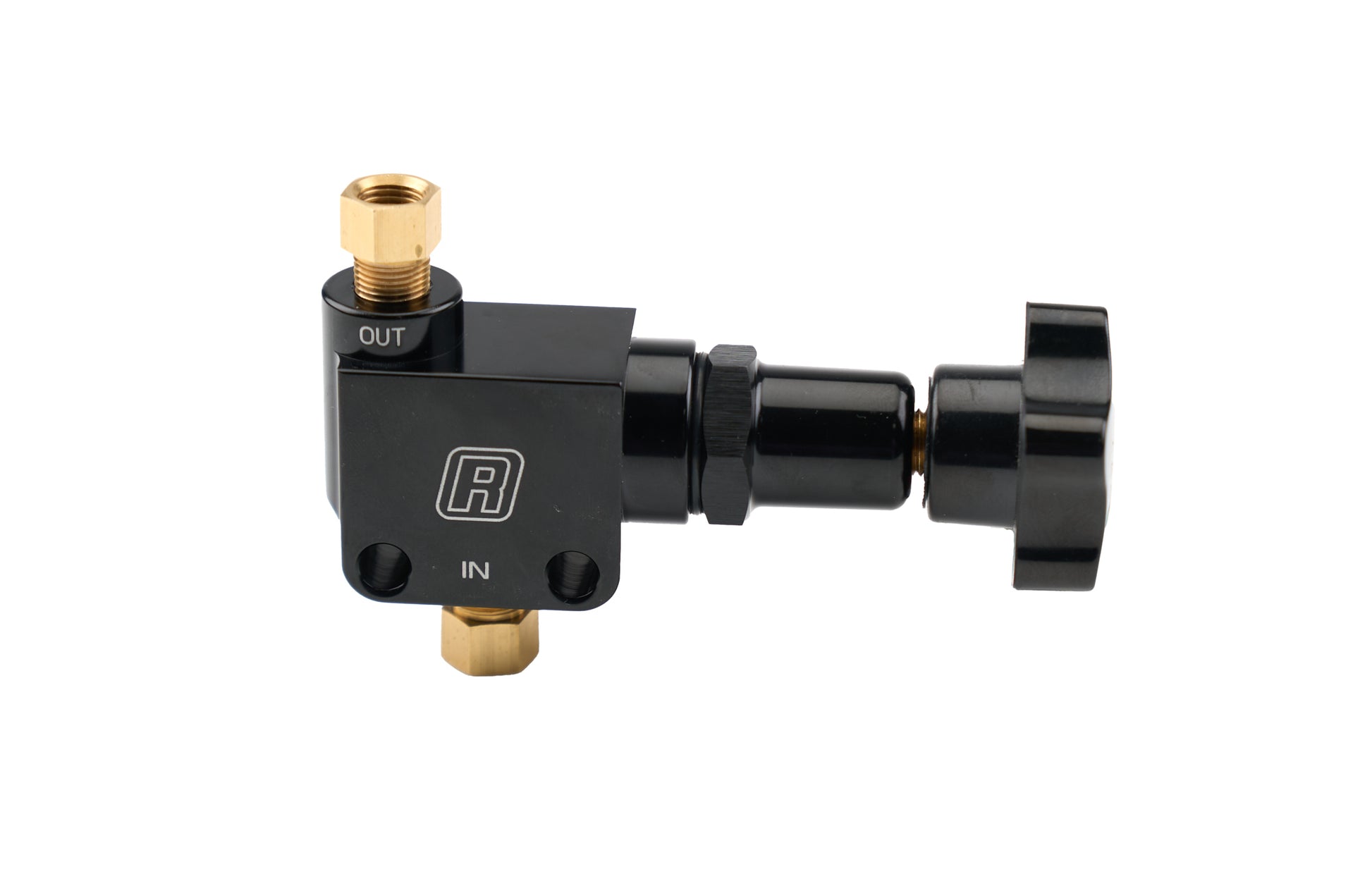 Russell Proportioning Valve - 1/8 in NPT Female Inlet - 1/8 in NPT Female Outlet - Knob Type - Aluminum - Black