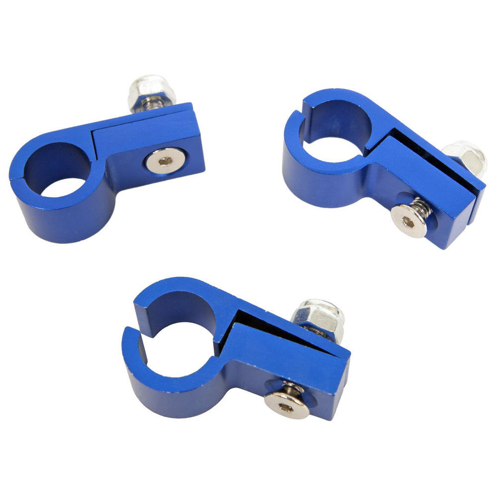 Russell Line Clamp - 2-Piece - 0.5 in ID - Aluminum - Blue Anodized - Set of 3