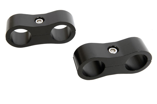 Russell Hose / Tube Separators - Two 8 AN Holes - Aluminum - Black Anodized - Pair