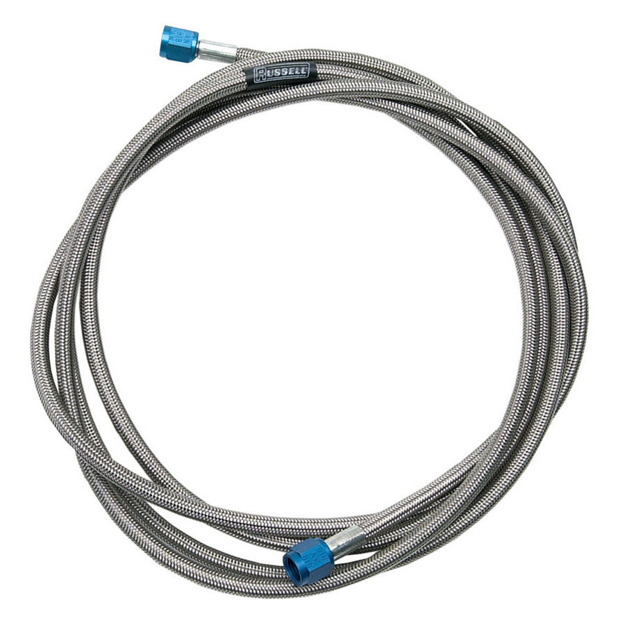 Russell AN Hose Assembly - 120 in Long - 6 AN Hose - 6 AN Straight Female to 6 AN Straight Female - Braided Stainless