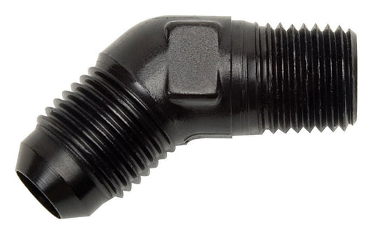 Russell Fitting - Adapter - 45 Degree - 6 AN Male to 1/8 in NPT Male - Aluminum - Black Anodized - Each
