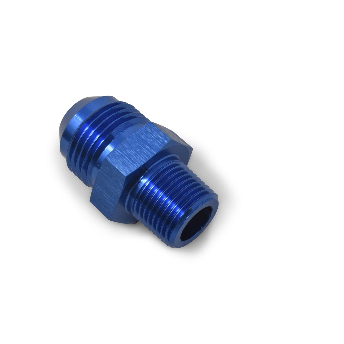 Russell Fitting - Adapter - Straight - 8 AN Male to 1/4 in NPT Male - Aluminum - Blue Anodized - Each