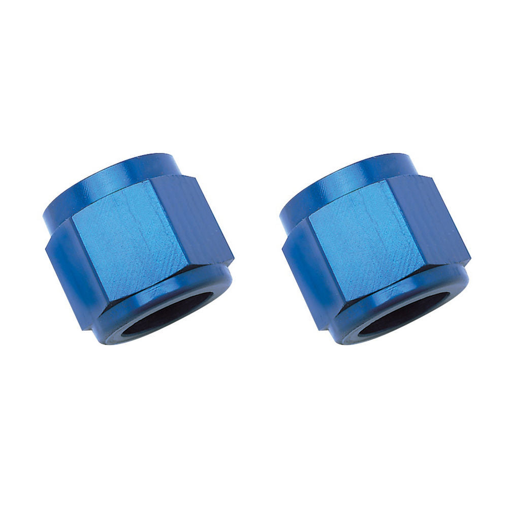 Russell Fitting - Tube Nut - 6 AN - 3/8 in Tube - Aluminum - Blue Anodized - Pair