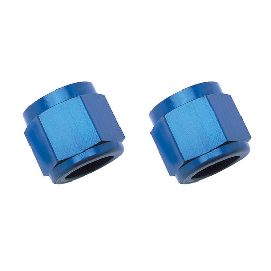Russell Fitting - Tube Nut - 6 AN - 3/8 in Tube - Aluminum - Blue Anodized - Pair
