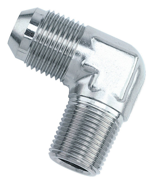 Russell Fitting - Adapter - 90 Degree - 3 AN Male to 1/8 in NPT Male - Stainless - Zinc Oxide - Each