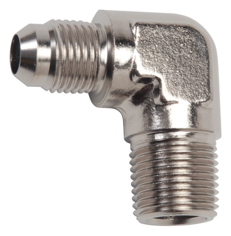 Russell Fitting - Adapter - 90 Degree - 6 AN Male to 1/8 in NPT Male - Aluminum - Nickel Anodized - Each